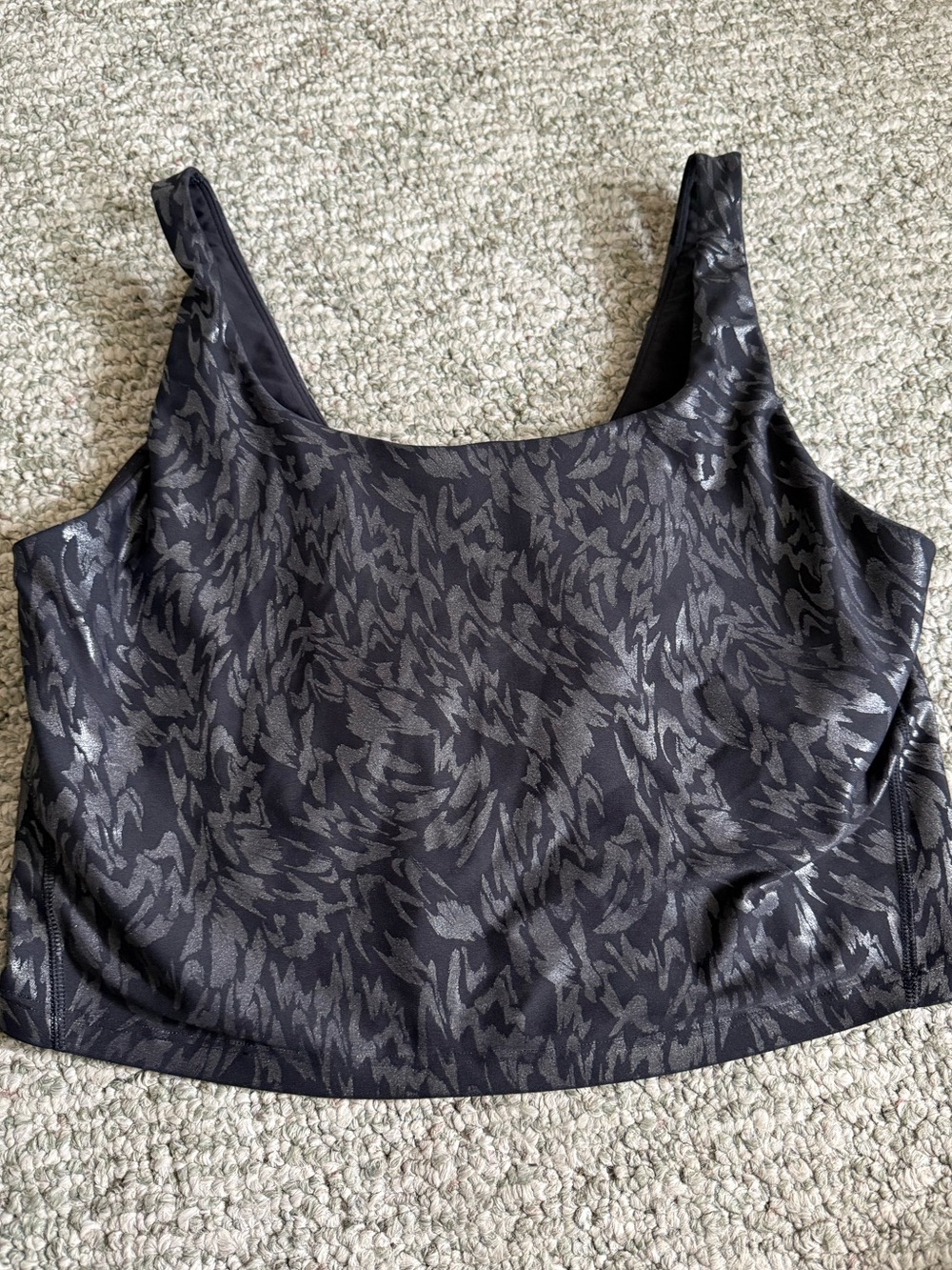 Old Navy Black & Silver Printed Sleeveless Crop Top